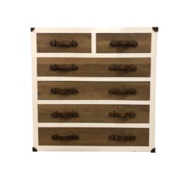 Modern Style - Six Drawer White + Wood Dresser