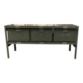Vintage Metal Bench/Coffee Table + Three Drawers