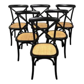 Restoration Hardware Madeleine Rattan Side Chair - Set of Six. Original Price: $1,140