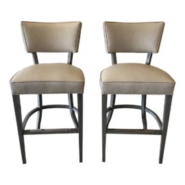 NEW Leather Bistro Bar Stools by Leathercraft, a Pair. Original Price: $1,999