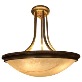 Basic Source Cast Brass + Glass Alabaster Style Chandelier. Original Price: $4,500