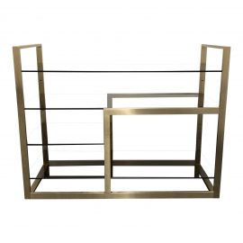 Gold Finish Metal + Smoked Glass Console Table