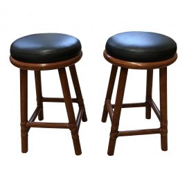 McGuire Bamboo + Leather 0351 Counter Height Stools. Original Price: $3,000