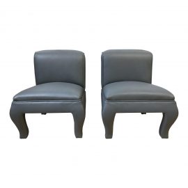 Custom Dennis Buchner Italian Leather Vanity Chairs - a Pair