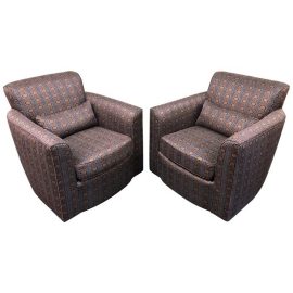 Pair of Donghia-Style Noble Swivel Club Chairs. Original Price: $5,000