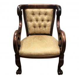 Wood Wing Tufted Arm Chair