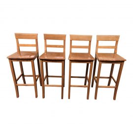 Set of Four Transitional Wood Bar Stools. Original Price: $499