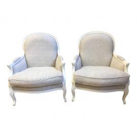 Pair of Restoration Hardware Lyon Arm Chairs. Original Price: $2,500