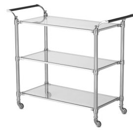 Williams Sonoma Beckett Polished Nickel Bar Cart