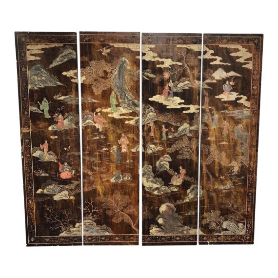 vintage-japanese-two-sided-hand-painted-four-screen-panel-screen-6281