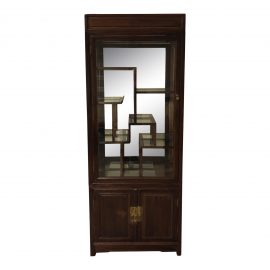 Two Piece Asian Rosewood + Glass Display Cabinet