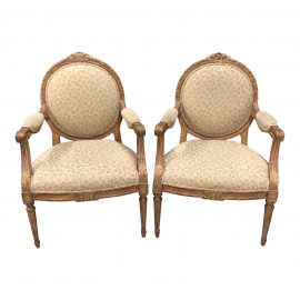 Custom French Louis 16th Leopard Print Chairs - a Pair