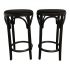 Pair of Ton Fabric + Bentwood Counter Stools