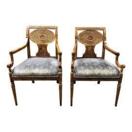 Pair of Sutter of California Caned Back Arm Chairs