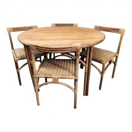 Bamboo Dining Table + 4 Chairs, France