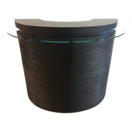 Custom Curved Modern Wood + Glass Bar