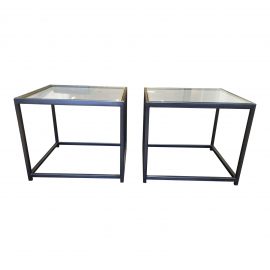 Kolkka Furniture Glass Square Side Tables - a Pair. Original Price: $1,300