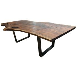 Custom Black Walnut Live Edge Slab + Metal Table. Original Price: $5,000