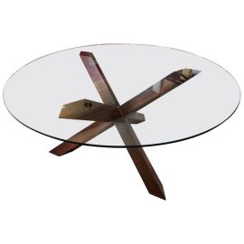 Contemporary Wood & Glass Dining Table