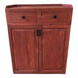 Vintage Red Finish Pine Storage Cabinet