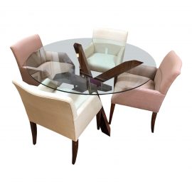 Contemporary Wood & Glass Table Dining Set by Lucent