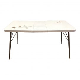 Mid-Century White Vinyl Table + Leaf
