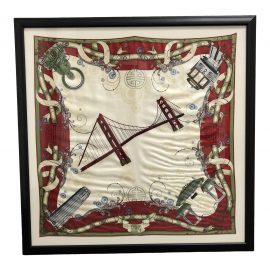 Vintage Gump's Silk Scarf San Francisco Golden Gate Bridge