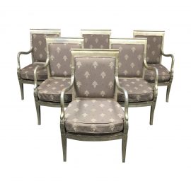 Wood + Fabric Arm Swan Arm Chairs