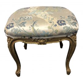Vintage Wood + Fabric Ottoman