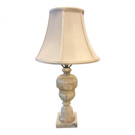 Alabaster Turned + Carved Table Lamp