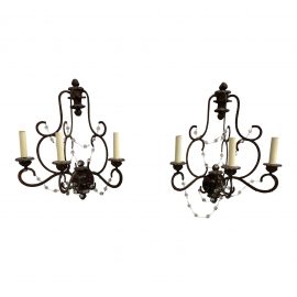 Niermann Weeks Avignon Three Light Wall Sconces- a Pair. Original Price: $5,840