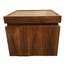 Mid-20th Century Walnut Wood Chest Trunk + Chess Board