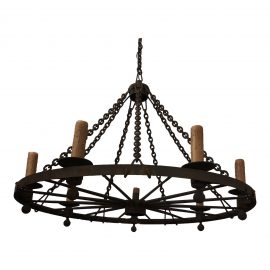 Tractor Haywheel Seven-Light Iron Chandelier. Original Price: $15,000