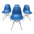 Herman Miller Eames Peacock Blue Molded Plastic + Wire Side Chairs- Set of Four. Original Price: $1,460