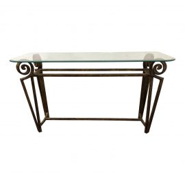 Transitional Iron + Glass Console Table