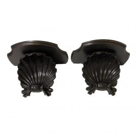 Pair of Custom Italian Wood Shell Wall Mounting Shelves