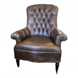 Traditional Tufted Leather Arm Chair
