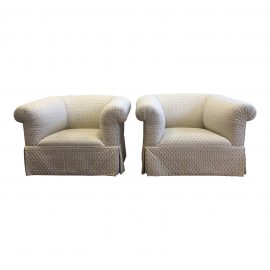 Custom Rolled Arm Swivel Chairs - a Pair