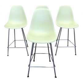 Herman Miller Eames Molded Plastic Pale Yellow Counter Stools -Set of 4. Original Price: $2,156