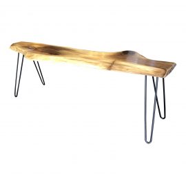 Custom Live Edge Black Walnut Cocktail Table + Bench