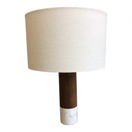 Modern Walnut + White Marble Base Table Lamp