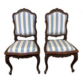 Yves De Lorme Striped Side Chairs - a Pair. Original Price: $2,500