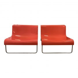 Kartell Piero Lissoni Orange Form Lounge Chairs - a Pair. Original Price: $3,020