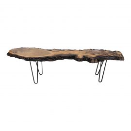 Elm Wood Burl Coffee Table + Bench