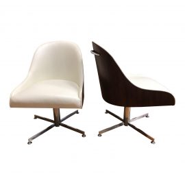 Mid-20th Century Swivel + Tilt Bucket Style Chairs - a Pair