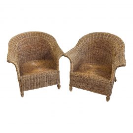 Pair of Wicker Arm Lounge