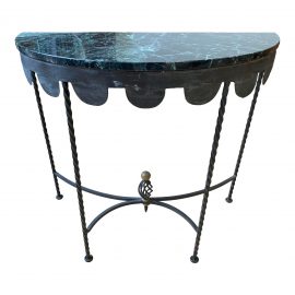 Vintage Stone + Metal Demilune Console