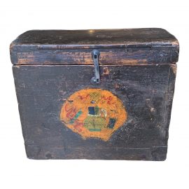 Antique Chinese Wood Hand Painted Chest Trunk