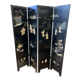 Antique Chinese Four Panel Screen Divider