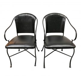 Vintage Iron + Leather Arm Chairs - a Pair